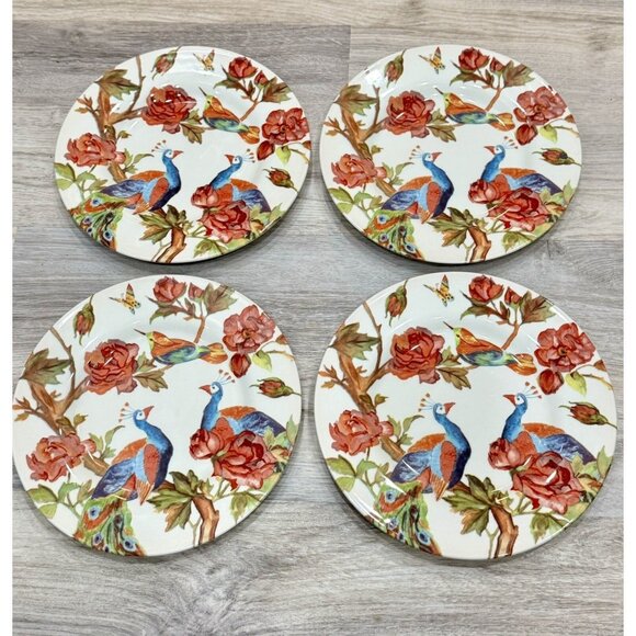 Set of 4 Andrew Tanner England Majestic Peacock Salad Plates Royal Stafford Lot2 - Picture 3 of 5